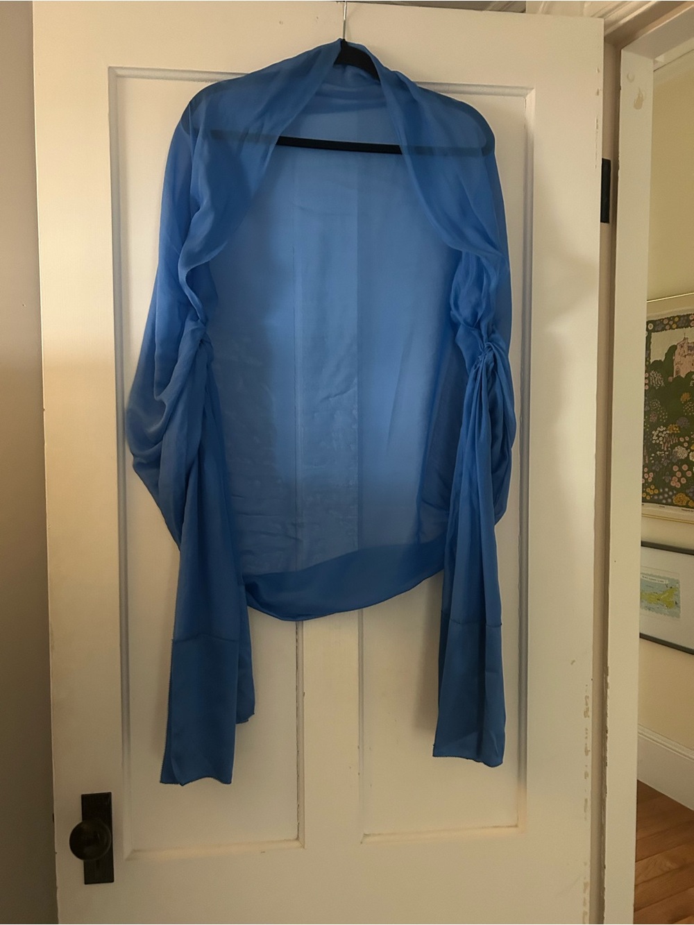 NWOT Hammered Silk Blue Sheer Scarf Wrap
